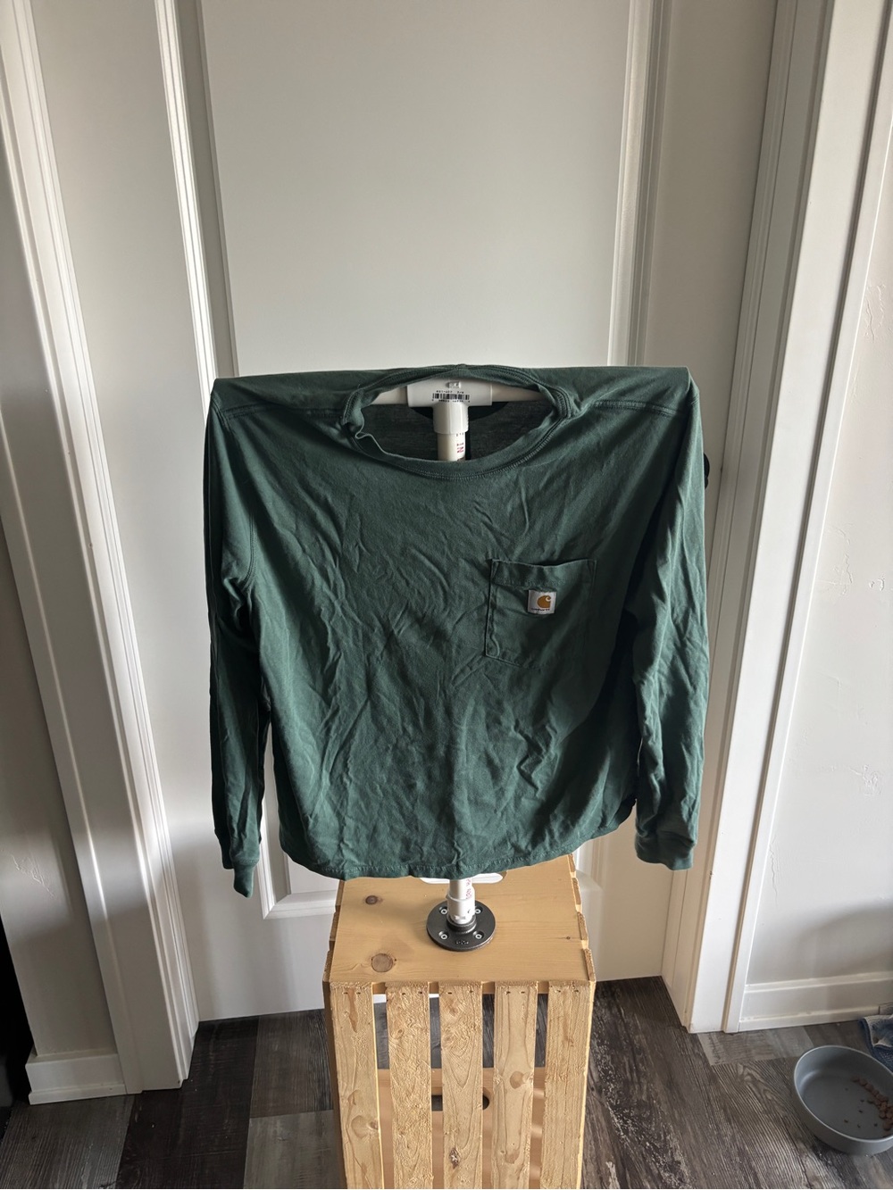 Carhartt Unisex Green Loose Fit Long Sleeve Crew Neck Pocket T-Shirt M